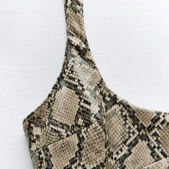 ZARA SNAKESKIN PRINT FAUX LEATHER DRESS - Picture 3 of 5